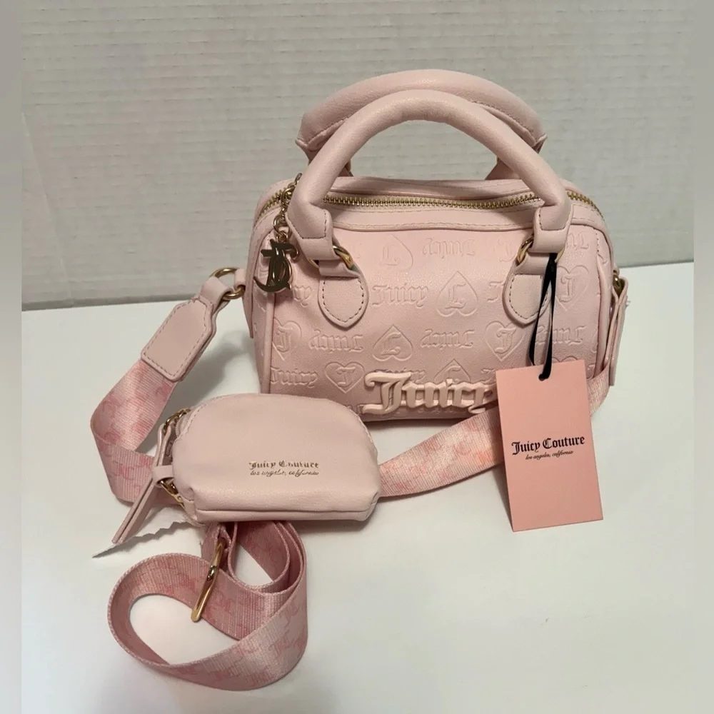 JUICY COUTURE dusty pink semi charmed satchel/crossbody bag